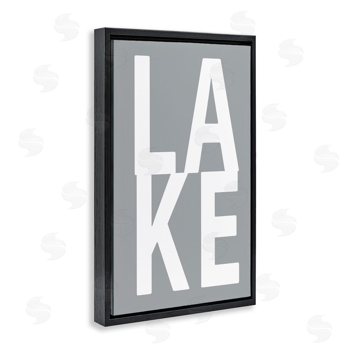 Lake Word on Grey Black Floating Frame Canvas Wall Art, Home Decor by Jamie MacDowell