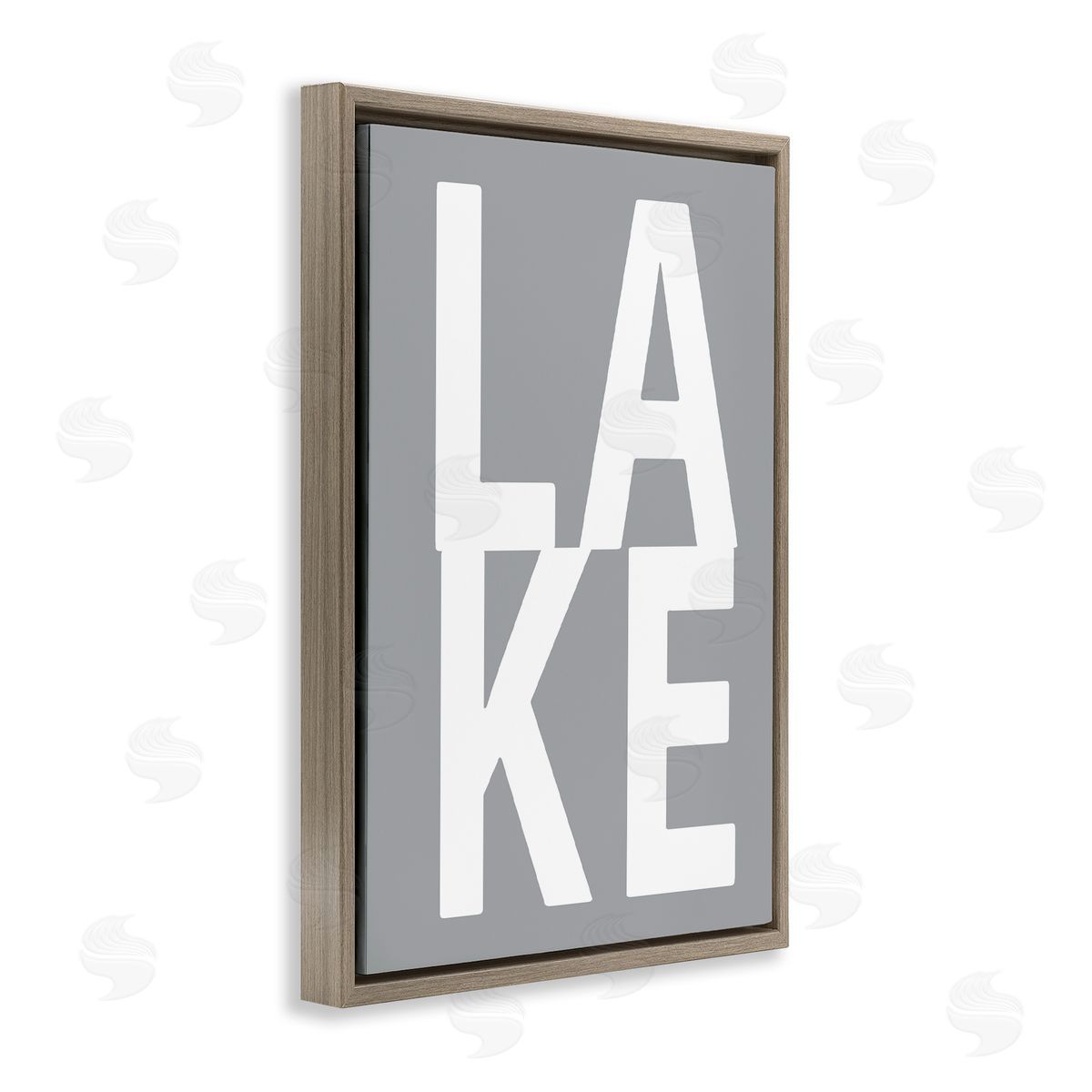 Lake Word on Grey Brown Floating Frame Canvas Wall Art, Home Decor by Jamie MacDowell
