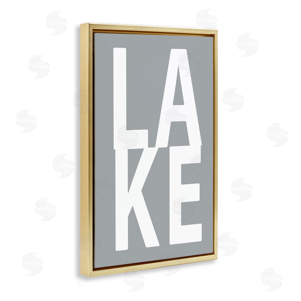 Lake Word on Grey Gold Floating Frame Canvas Wall Art, Home Decor by Jamie MacDowell