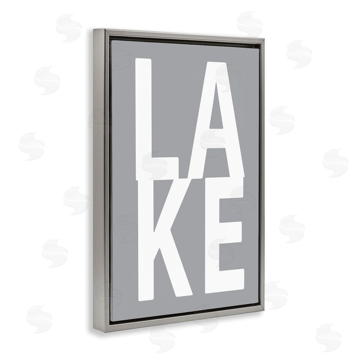 Lake Word on Grey Grey Floating Frame Canvas Wall Art, Home Decor by Jamie MacDowell