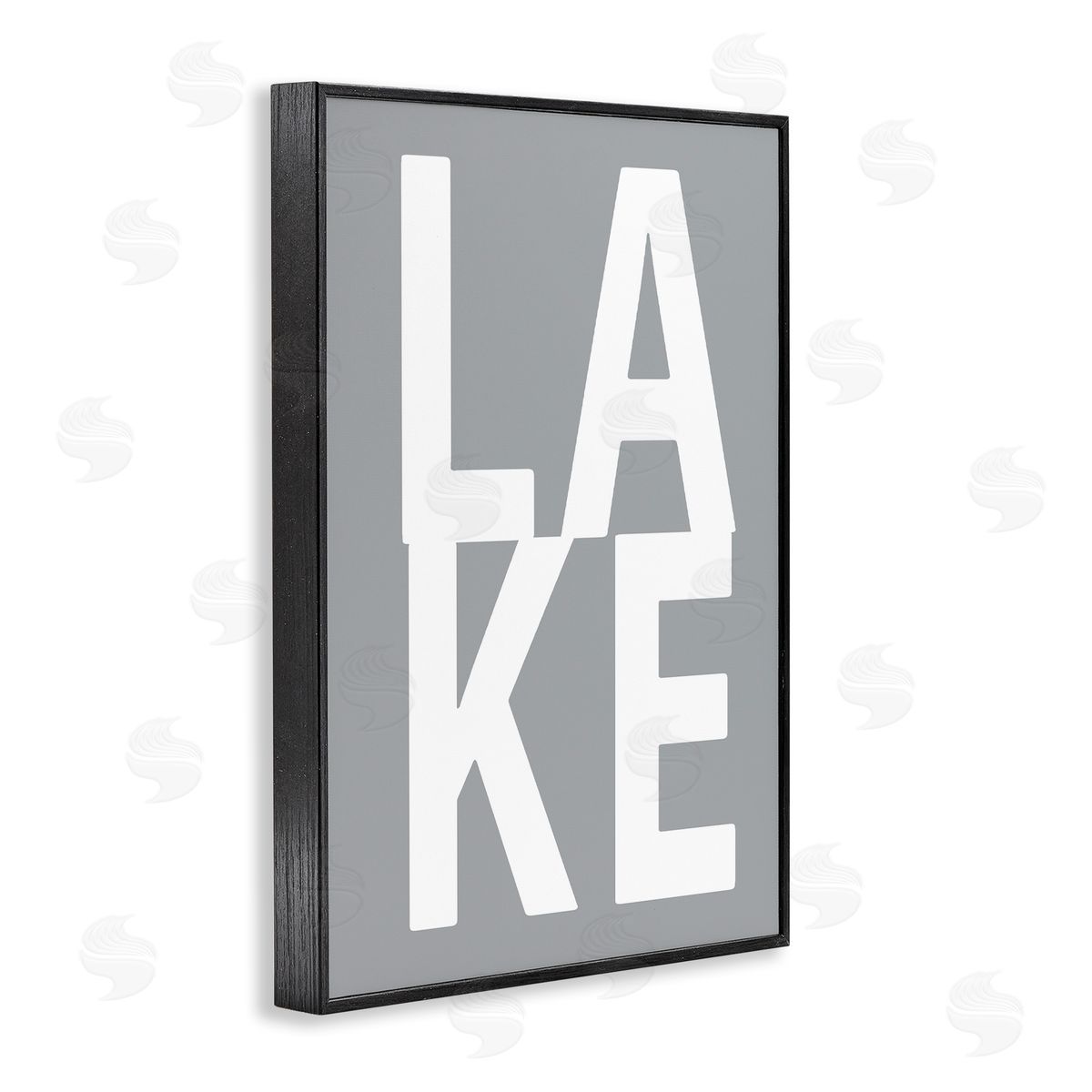 Lake Word on Grey Black Frame Print Wall Art, Home Decor by Jamie MacDowell