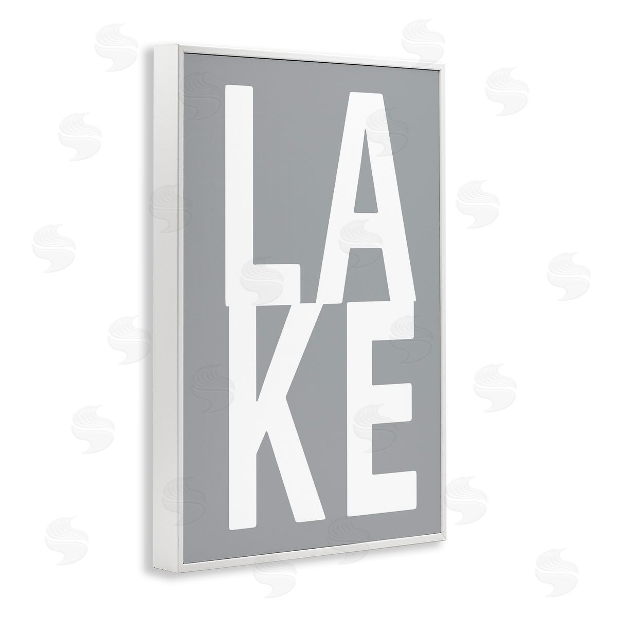Lake Word on Grey White Frame Print Wall Art, Home Decor by Jamie MacDowell