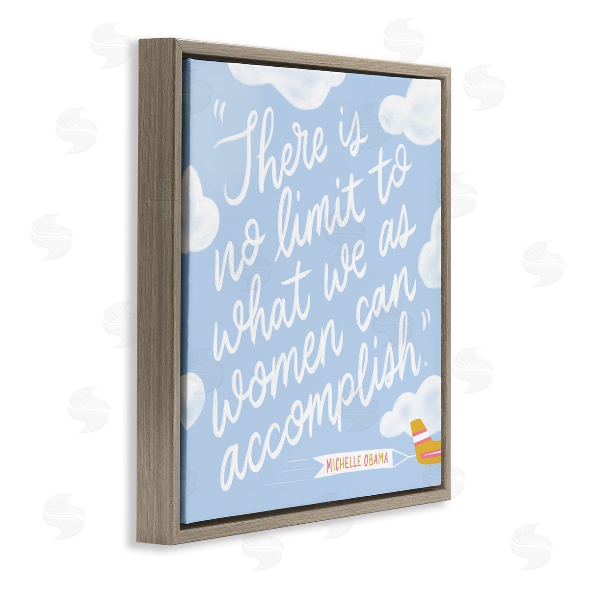 Joylark Studio Women Accomplishment Quote Brown Floating Frame Canvas Wall Art Print