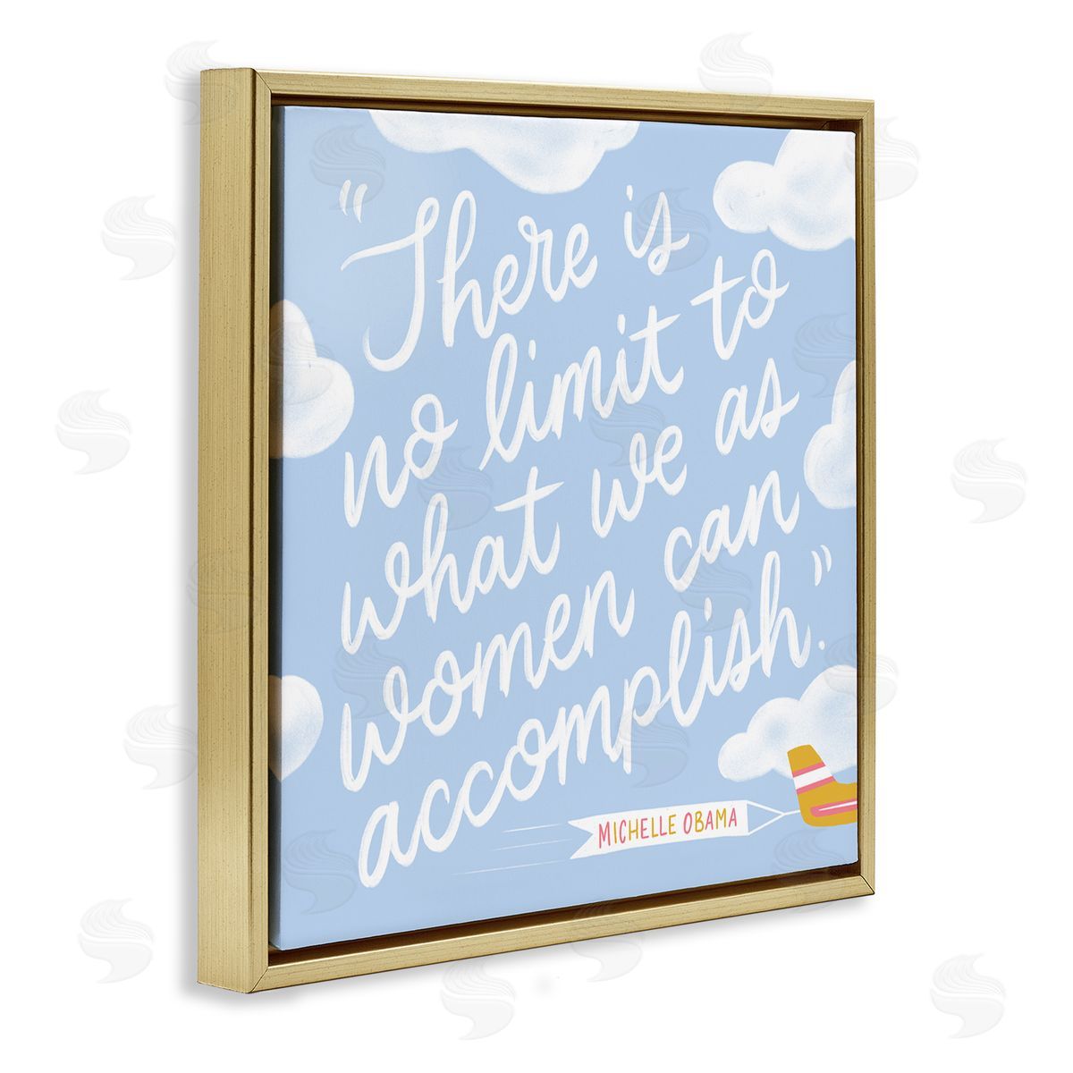 Joylark Studio Women Accomplishment Quote Gold Floating Frame Canvas Wall Art Print