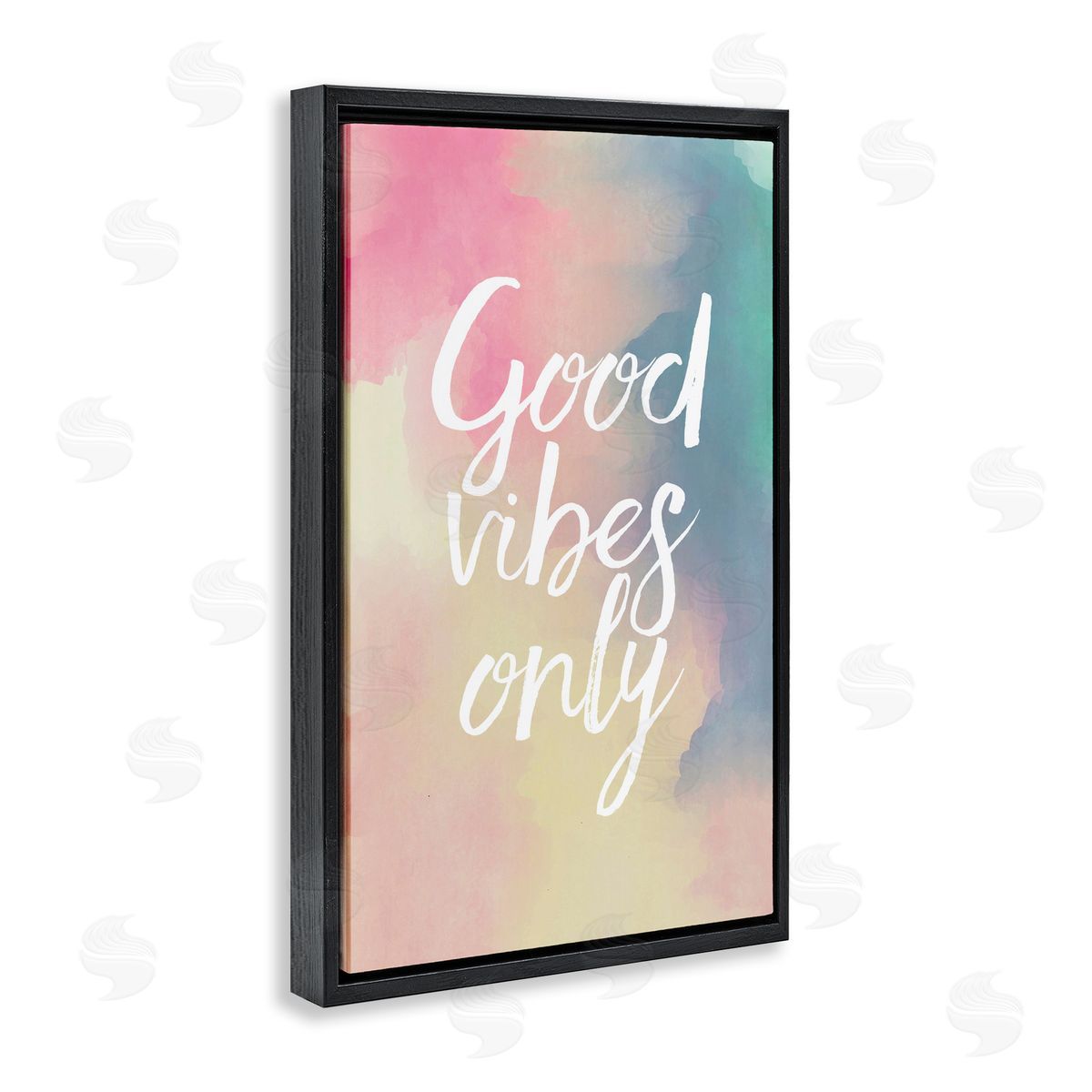 Good Vibes Only Ombre Black Floating Frame Canvas Wall Art, Home Decor by Louise Carey