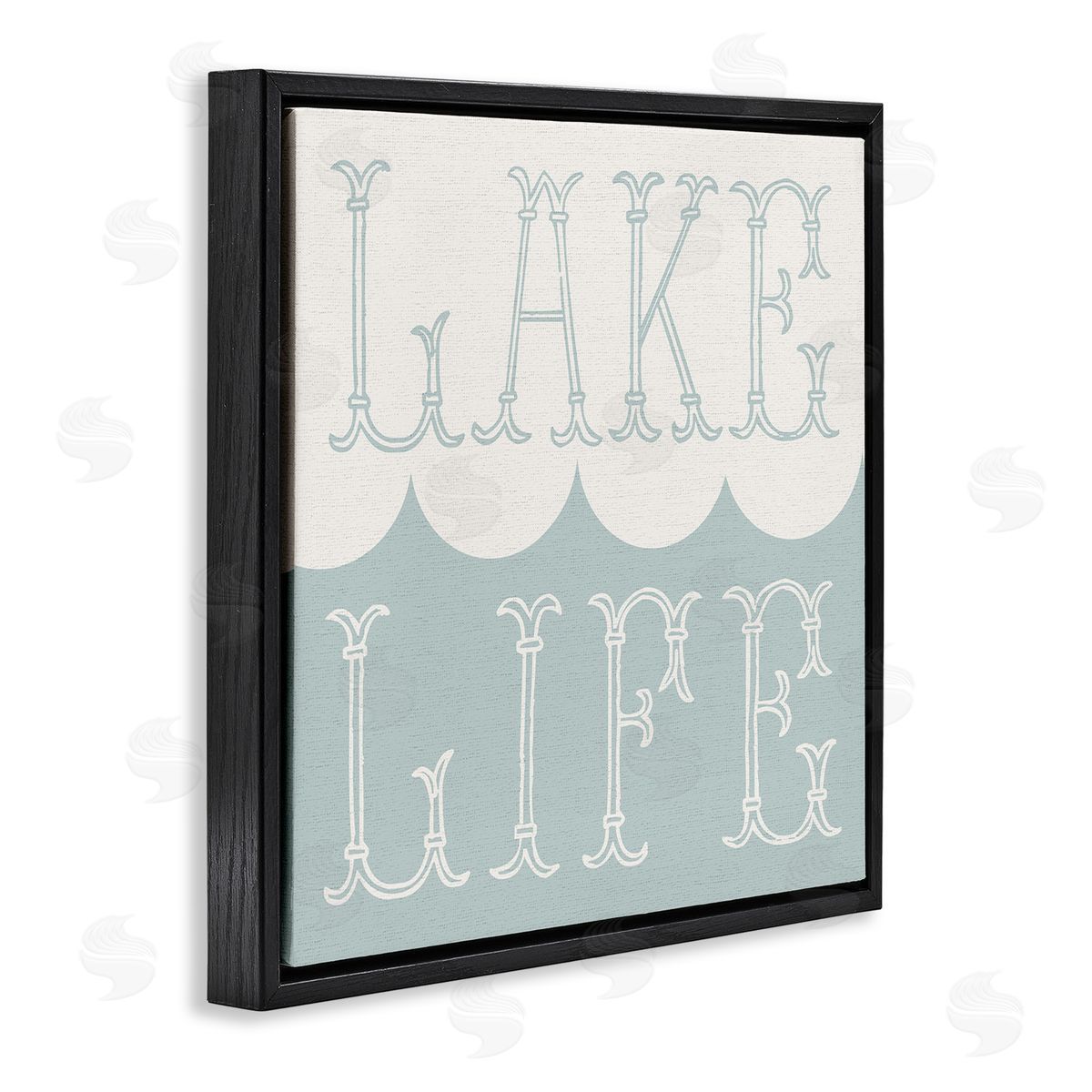 Stupell Studio Lake Life with Wave Black Floating Frame Canvas Wall Art Print
