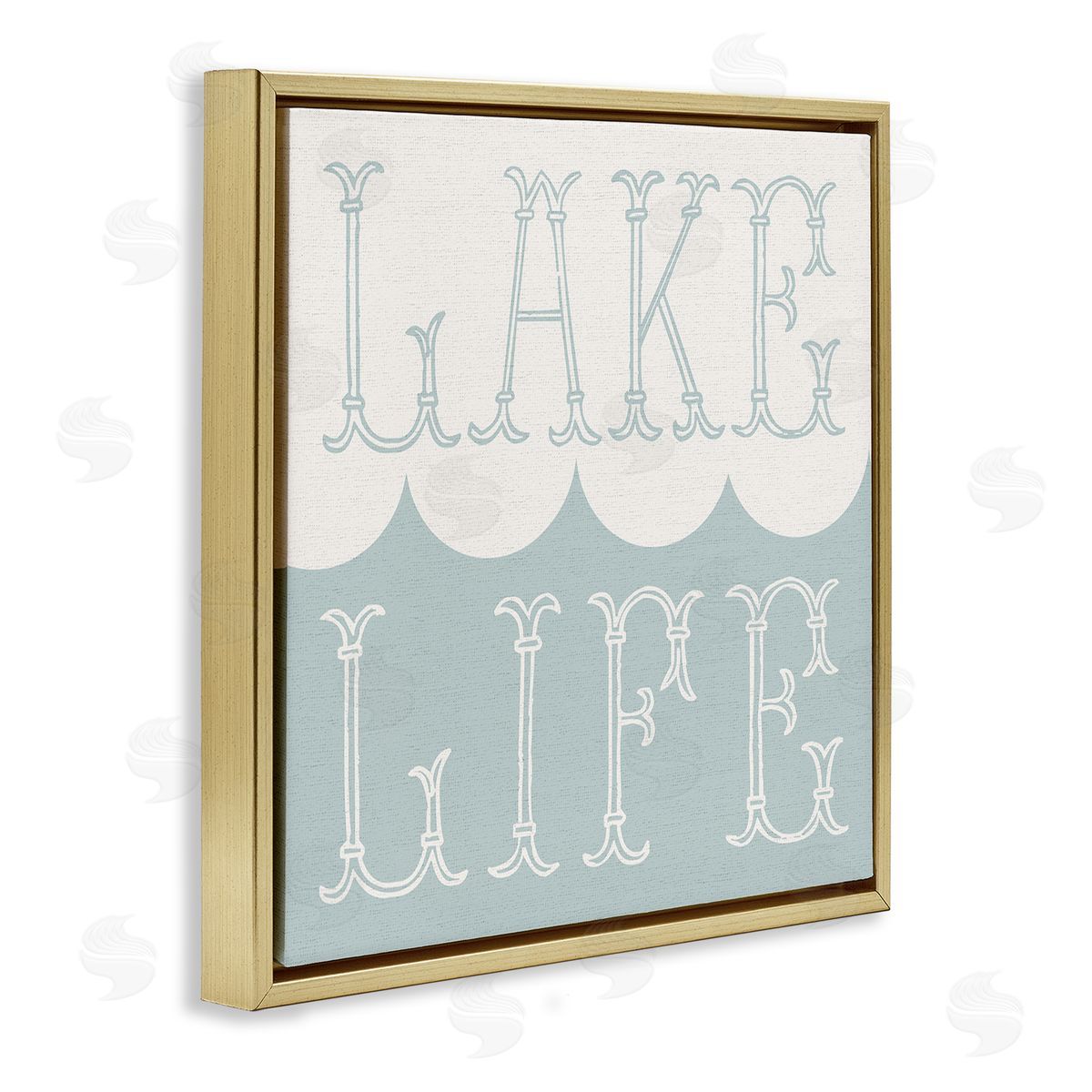 Stupell Studio Lake Life with Wave Gold Floating Frame Canvas Wall Art Print