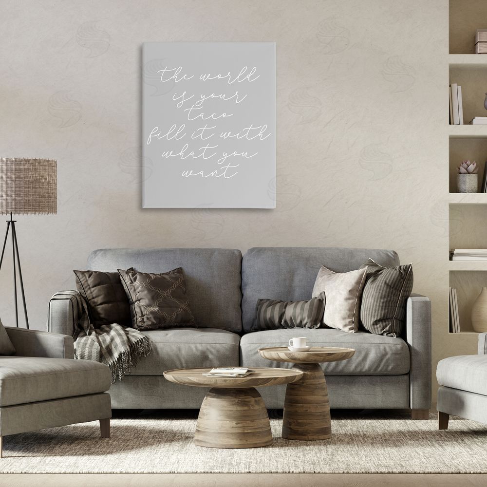 Stupell Studio World Is Your Taco Canvas Wall Art Print in Room