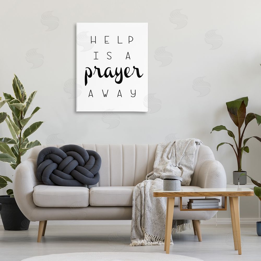 Ashley Calhoun A Prayer Away Sentiment Canvas Wall Art Print in Room