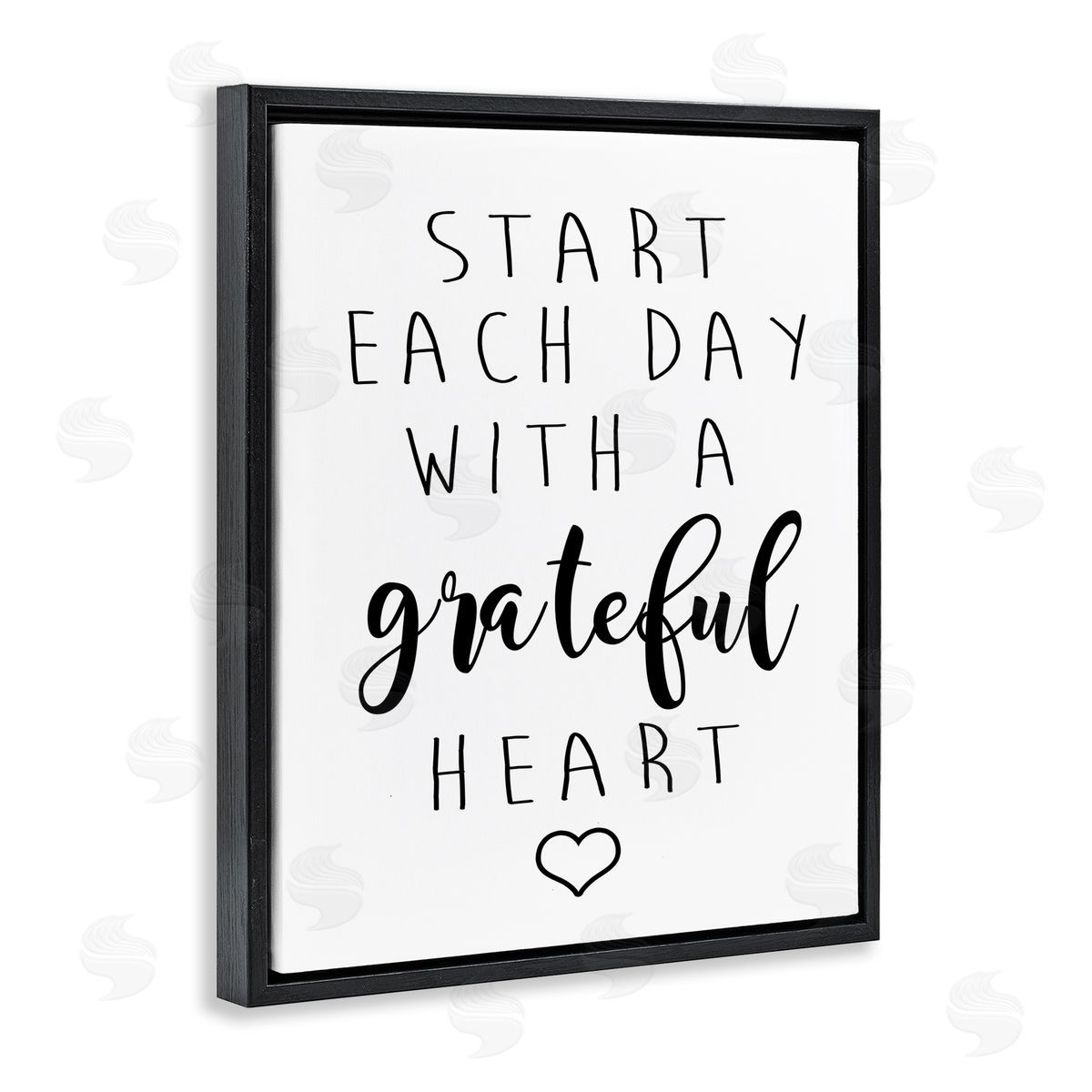 Ashley Calhoun Grateful Heart Sentiment Black Floating Frame Canvas Wall Art Print