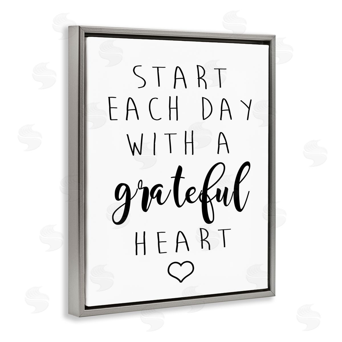 Ashley Calhoun Grateful Heart Sentiment Gray Floating Frame Canvas Wall Art Print