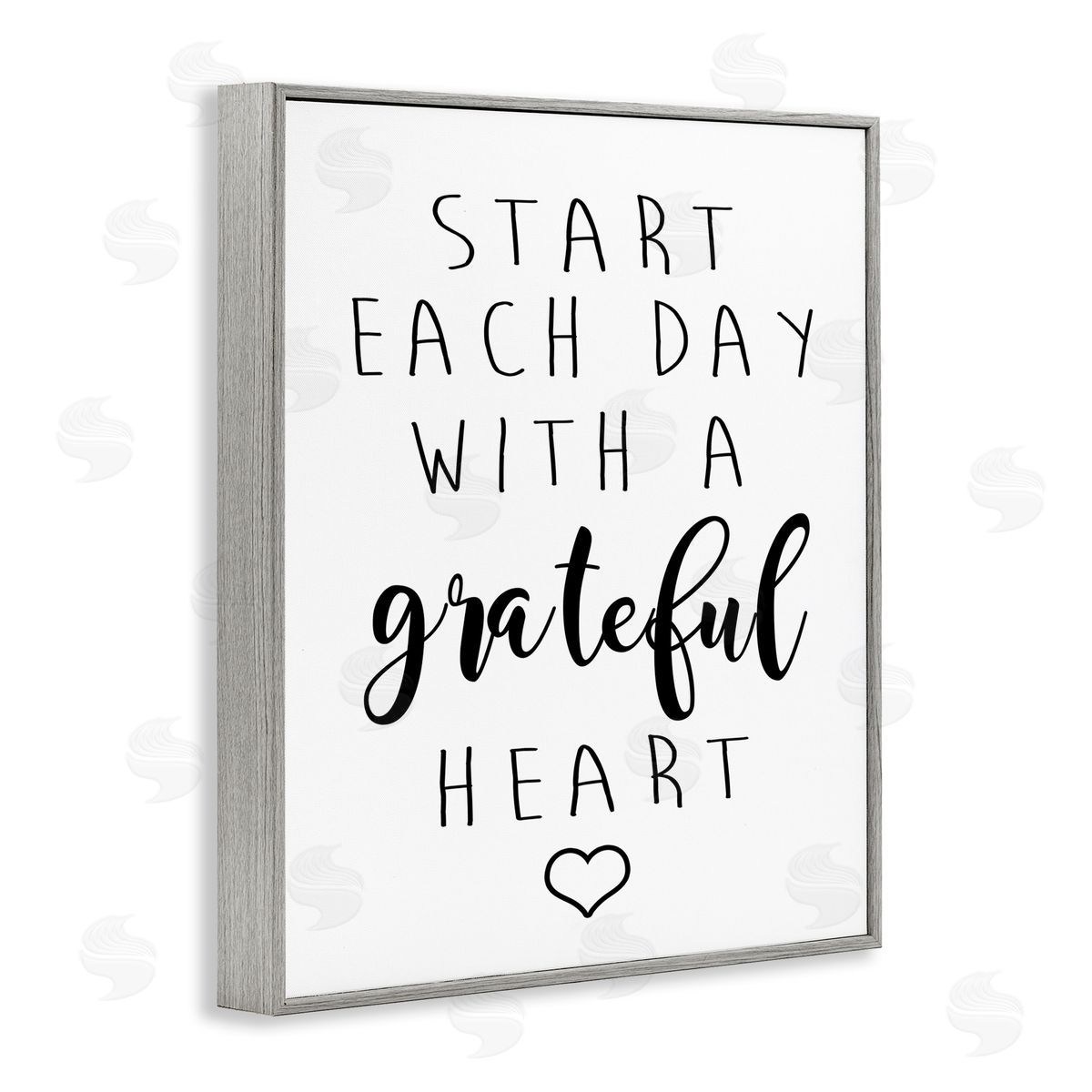 Ashley Calhoun Grateful Heart Sentiment Gray Framed Giclee Wall Art Print
