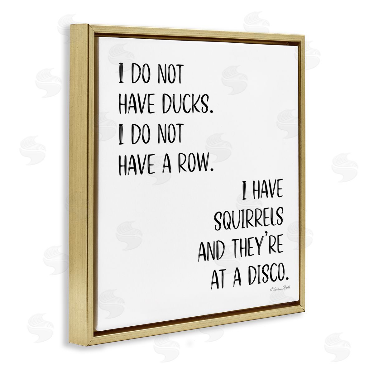 Susan Ball Sassy Squirrels At Disco Gold Floating Frame Canvas Wall Art Print