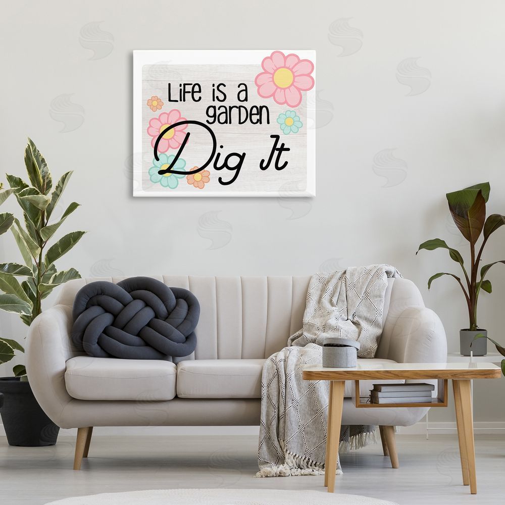 Ziwei Li Life's A Garden Phrase Canvas Wall Art Print in Room