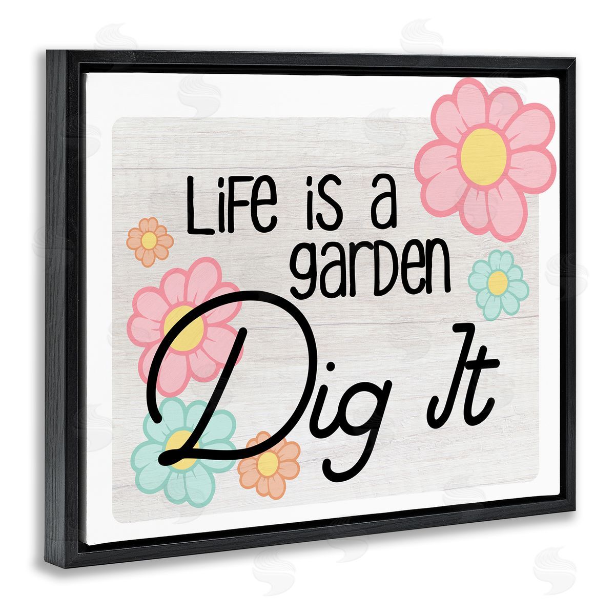 Ziwei Li Life's A Garden Phrase Black Floating Frame Canvas Wall Art Print