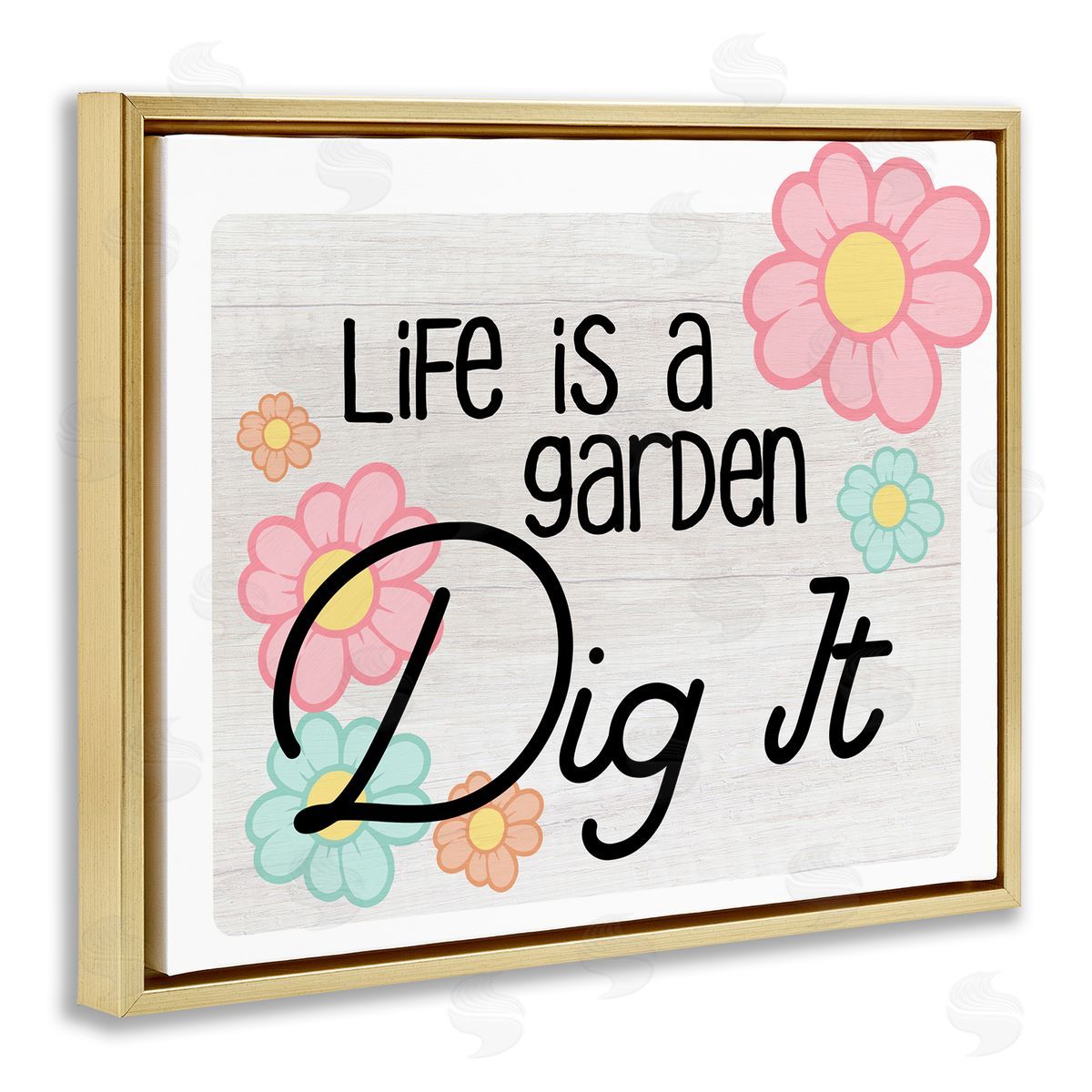 Ziwei Li Life's A Garden Phrase Gold Floating Frame Canvas Wall Art Print