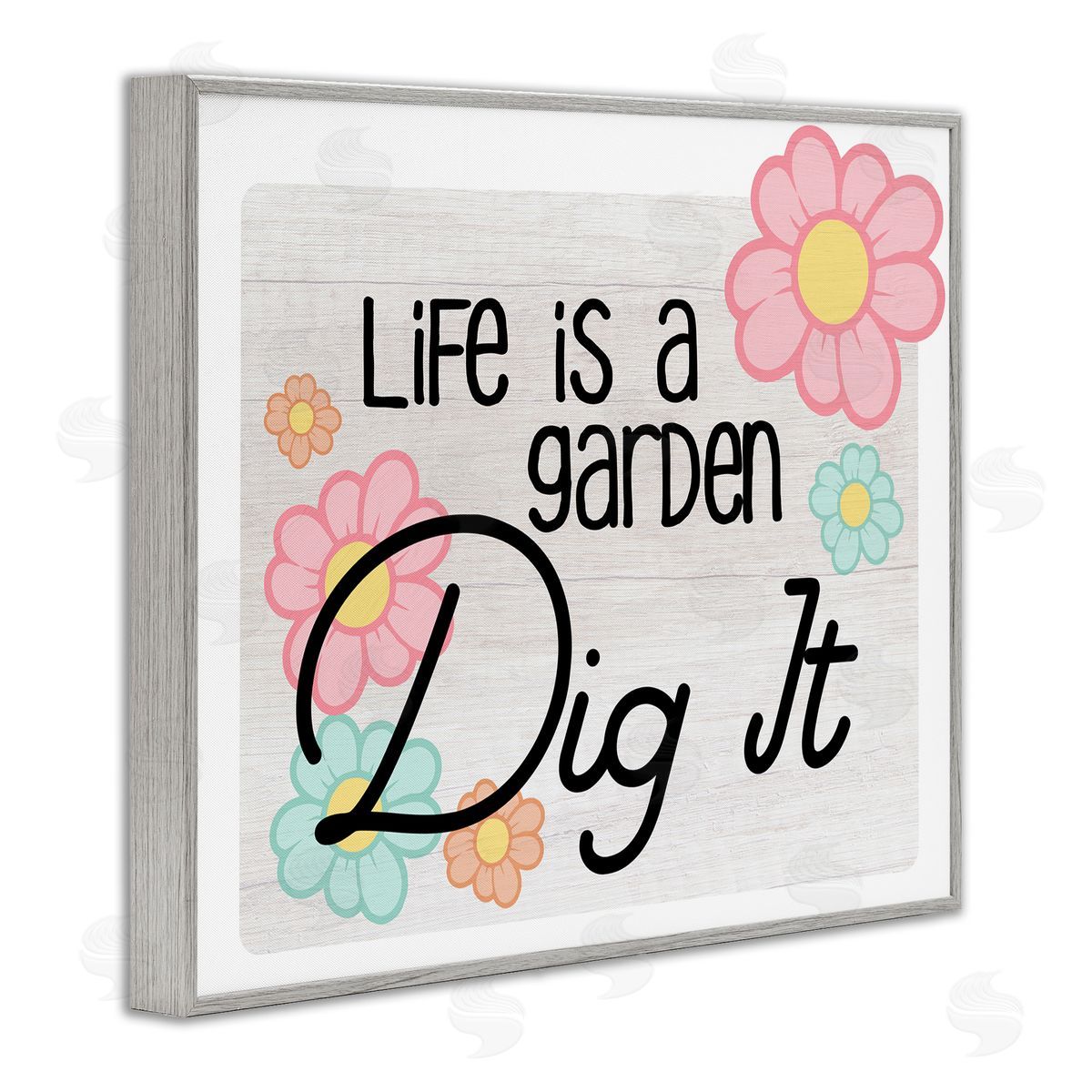 Ziwei Li Life's A Garden Phrase Gray Framed Giclee Wall Art Print