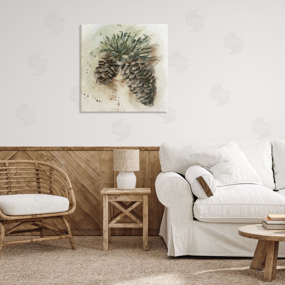 Ethan Harper Pine Cone Watercolor Canvas Wall Art Print in Room