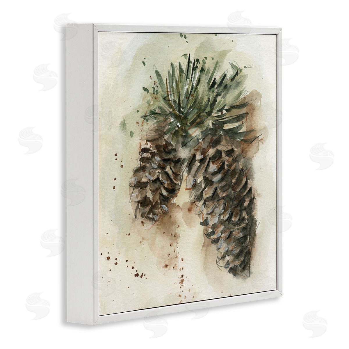Ethan Harper Pine Cone Watercolor White Framed Giclee Wall Art Print
