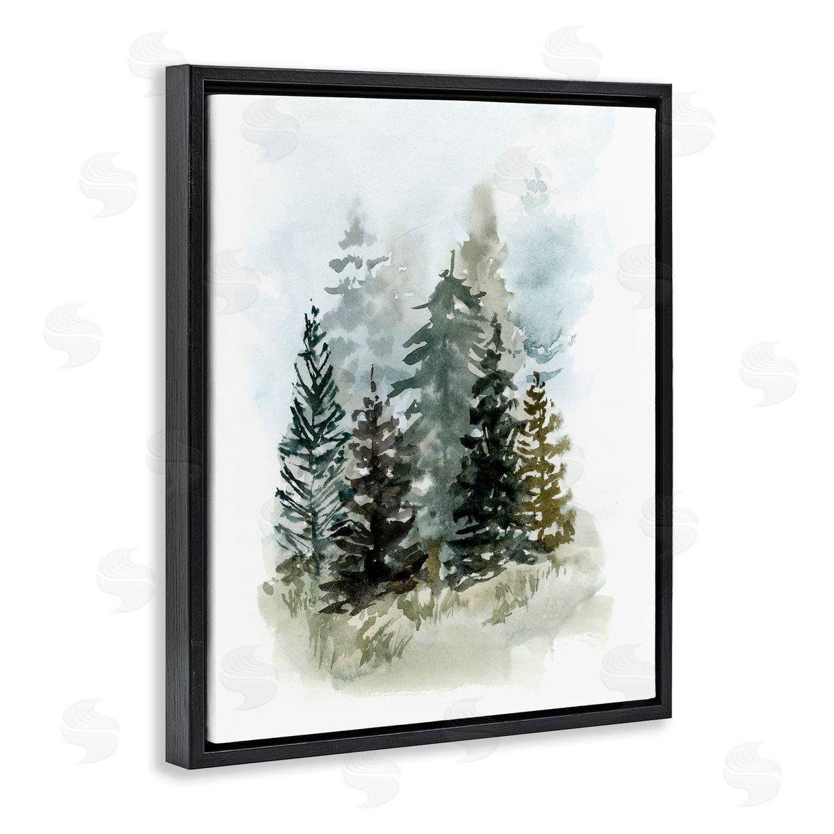 Layered Forest Trees Black Floating Frame Canvas Wall Art, Home Decor by Victoria Barnes