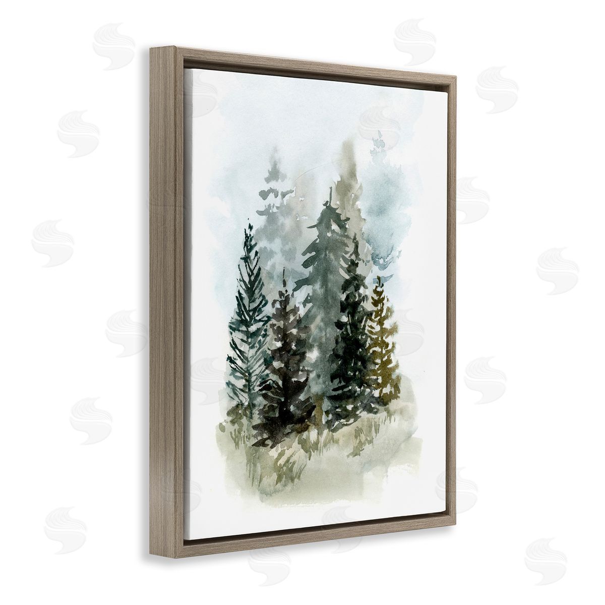 Layered Forest Trees Brown Floating Frame Canvas Wall Art, Home Decor by Victoria Barnes