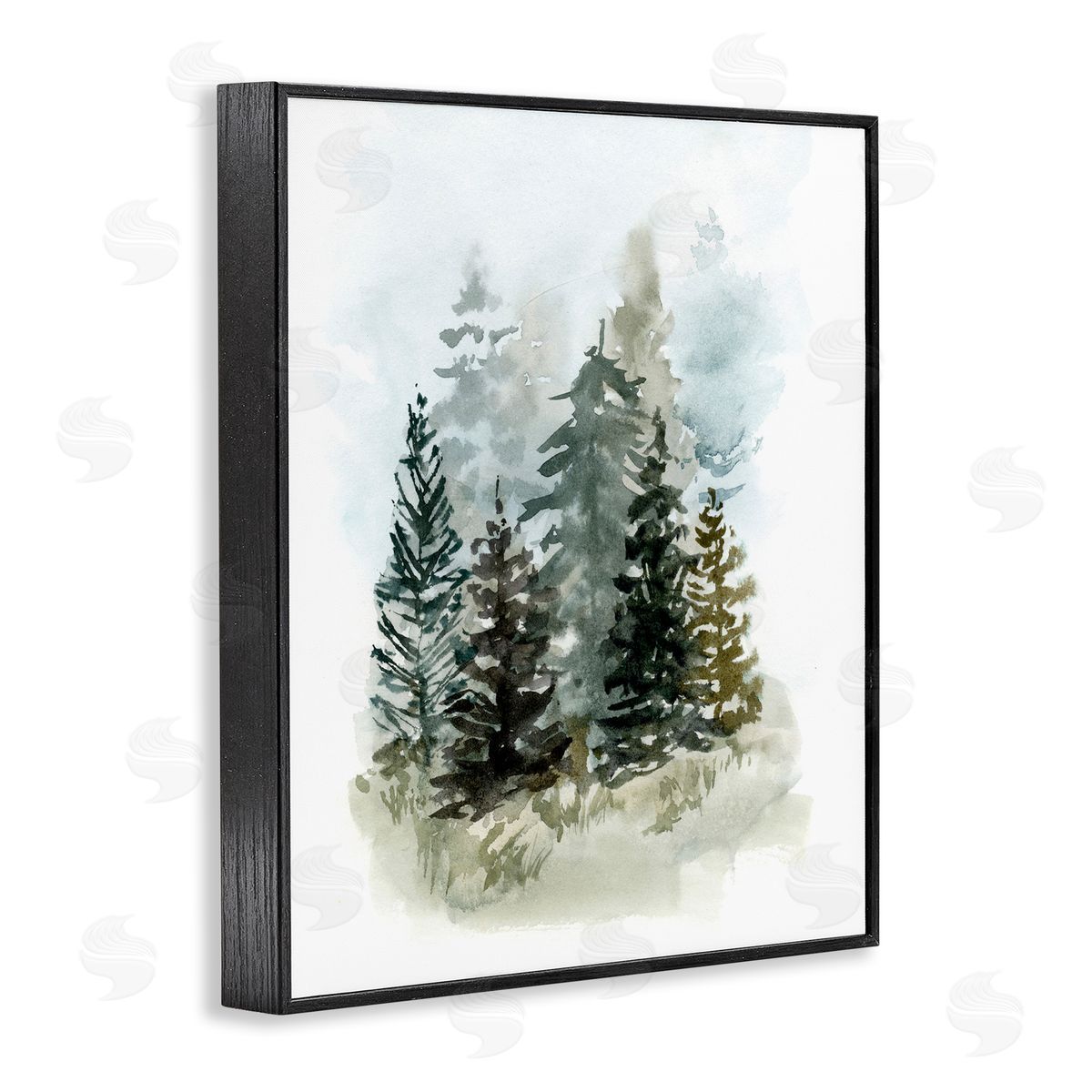 Layered Forest Trees Black Frame Print Wall Art, Home Decor by Victoria Barnes