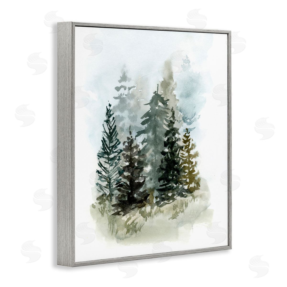 Layered Forest Trees Grey Frame Print Wall Art, Home Decor by Victoria Barnes