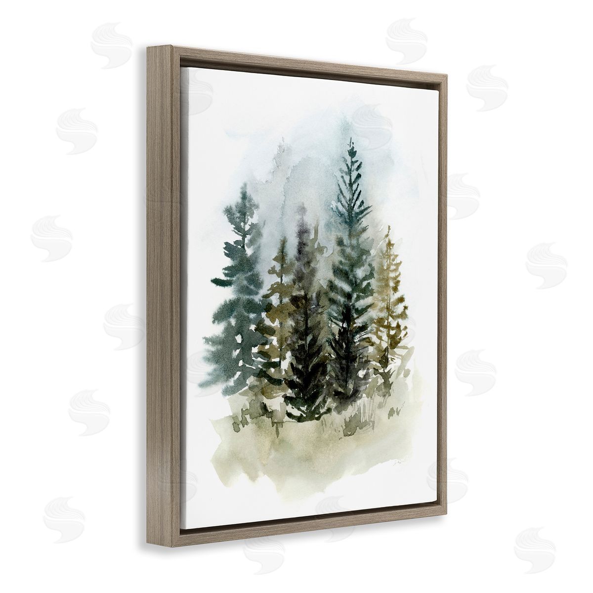 Layered Woodland Trees Brown Floating Frame Canvas Wall Art, Home Decor by Victoria Barnes