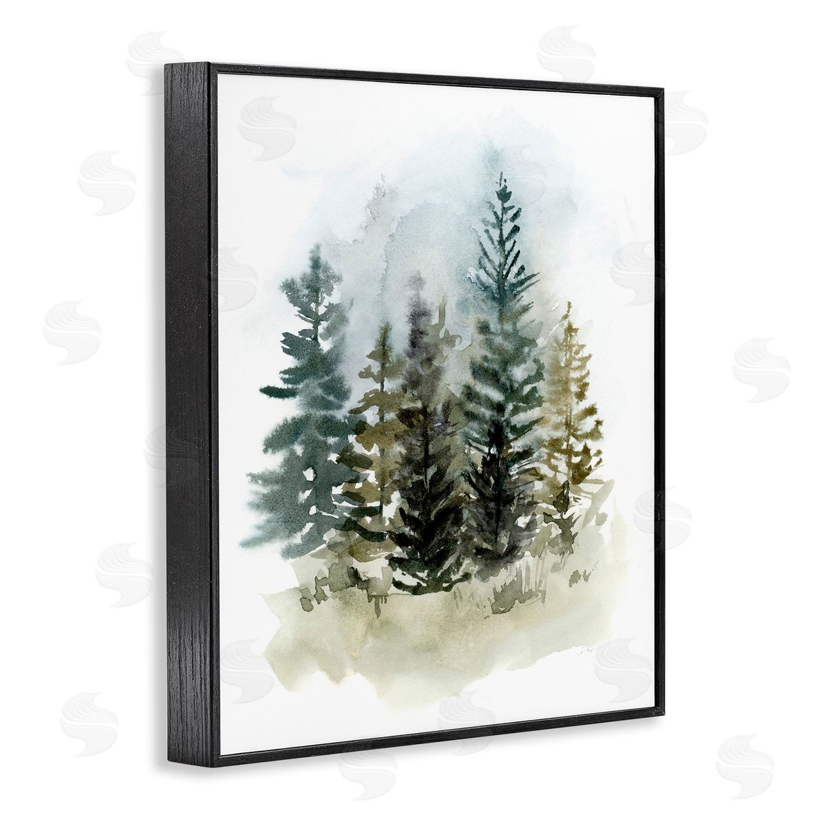 Layered Woodland Trees Black Frame Print Wall Art, Home Decor by Victoria Barnes