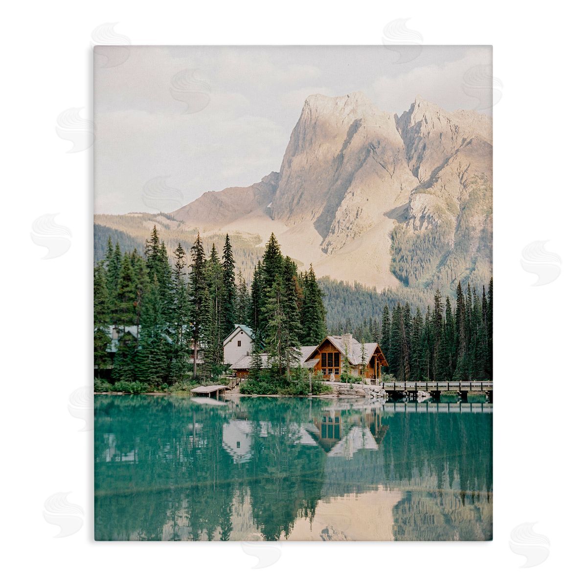 Lakeside Cabin Landscape Canvas Wall Art, Home Decor by Justine Milton
