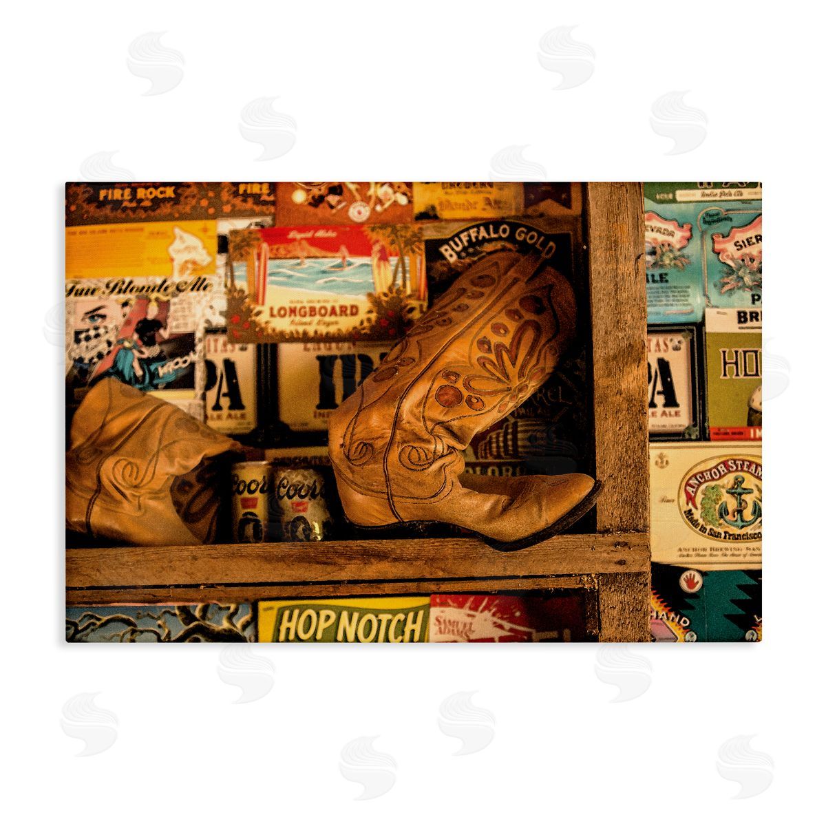 Western Boots on Shelf Canvas Wall Art, Home Decor by JG Studios