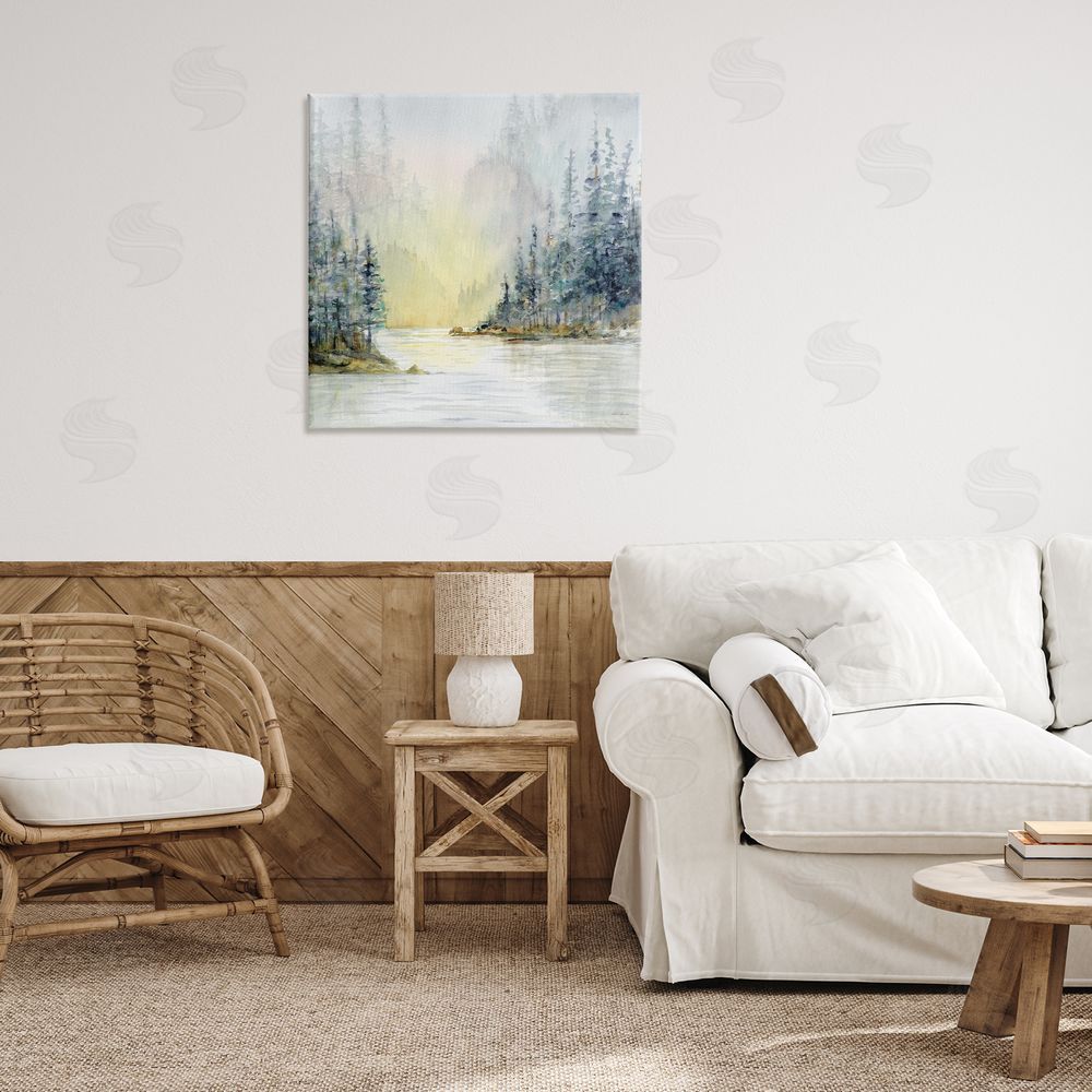 Patti Bishop Winter Woodland Scene Canvas Wall Art Print in Room