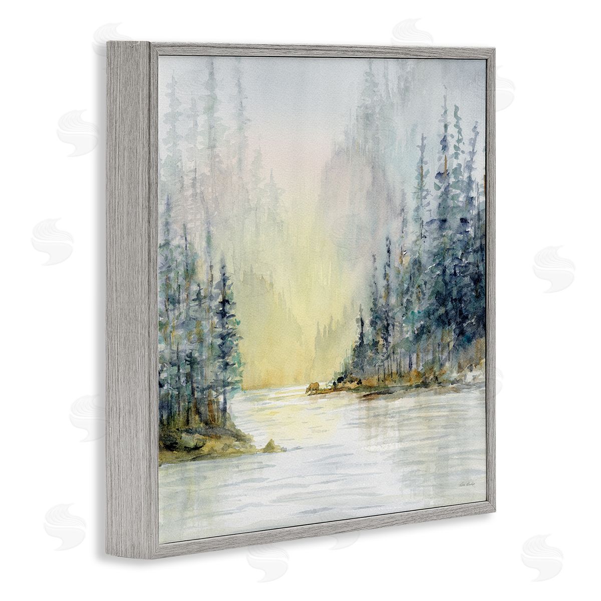 Patti Bishop Winter Woodland Scene Gray Framed Giclee Wall Art Print
