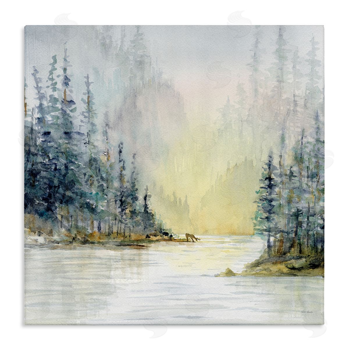 Patti Bishop Woodland Lake Scene Canvas Wall Art Print