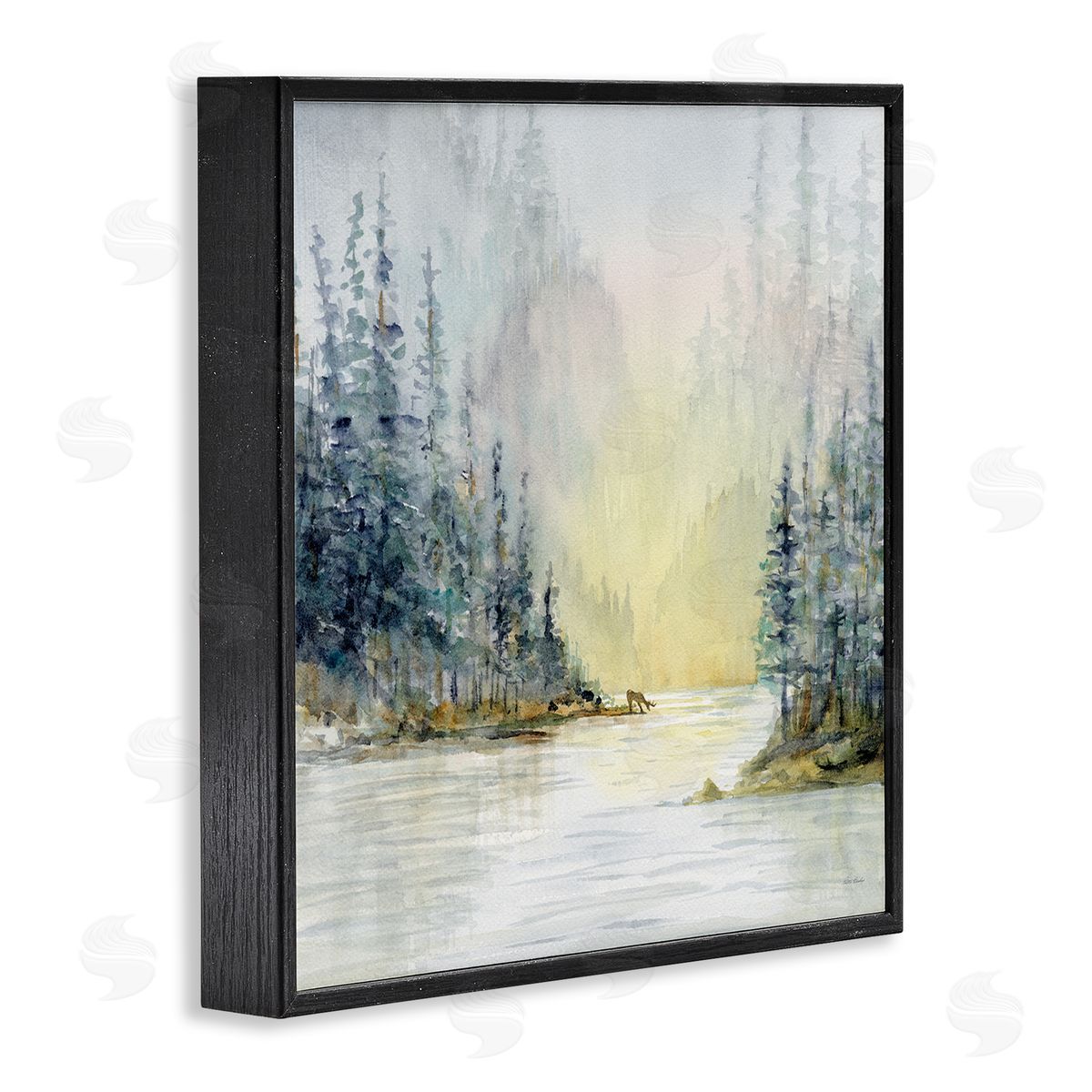 Patti Bishop Woodland Lake Scene Black Framed Giclee Wall Art Print