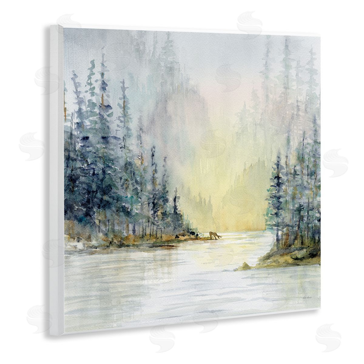 Patti Bishop Woodland Lake Scene Wooden Wall Plaque Art Print