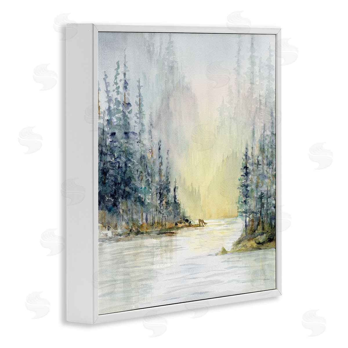 Patti Bishop Woodland Lake Scene White Framed Giclee Wall Art Print