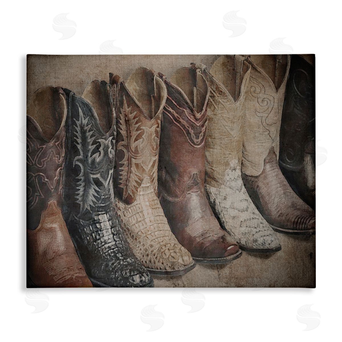 Texan Lineup Boots Canvas Wall Art, Home Decor by RileyB