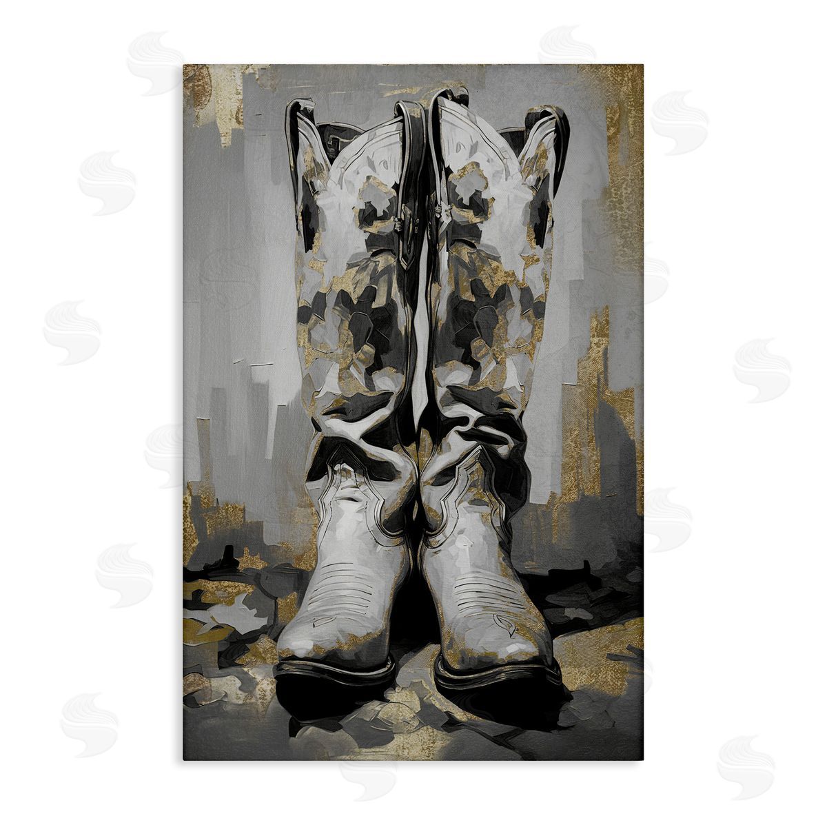 Glam Streaked Boots Canvas Wall Art, Home Decor by Sasha
