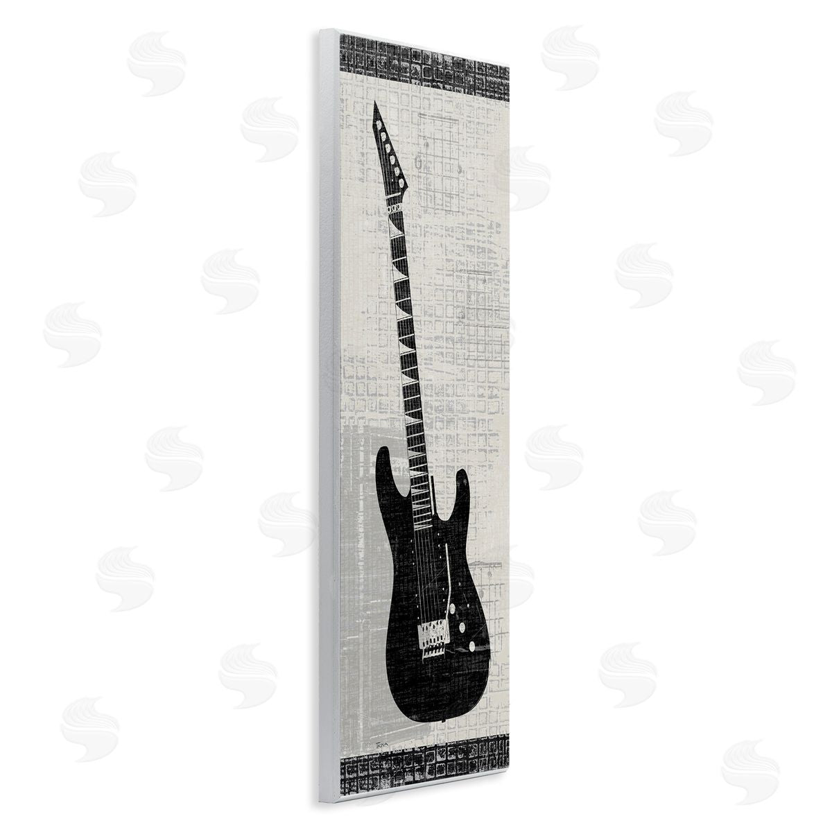 Patterned Electric Guitar Wood Plaque Wall Art, Home Decor by Katrina Craven