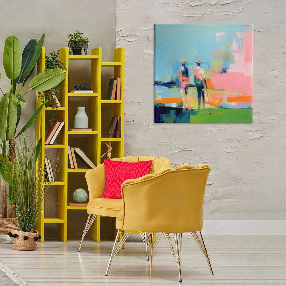 Irena Orlov Abstract Golfing Scene Canvas Wall Art Print in Room