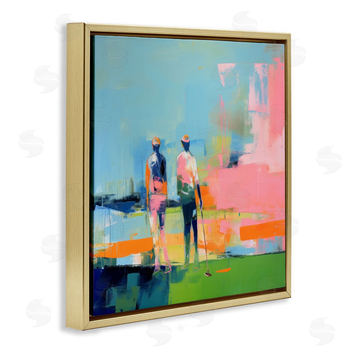 Irena Orlov Abstract Golfing Scene Gold Floating Frame Canvas Wall Art Print