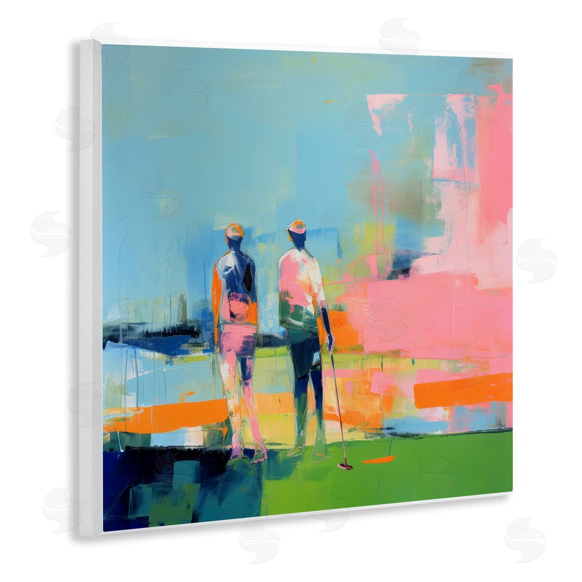 Irena Orlov Abstract Golfing Scene Wooden Wall Plaque Art Print
