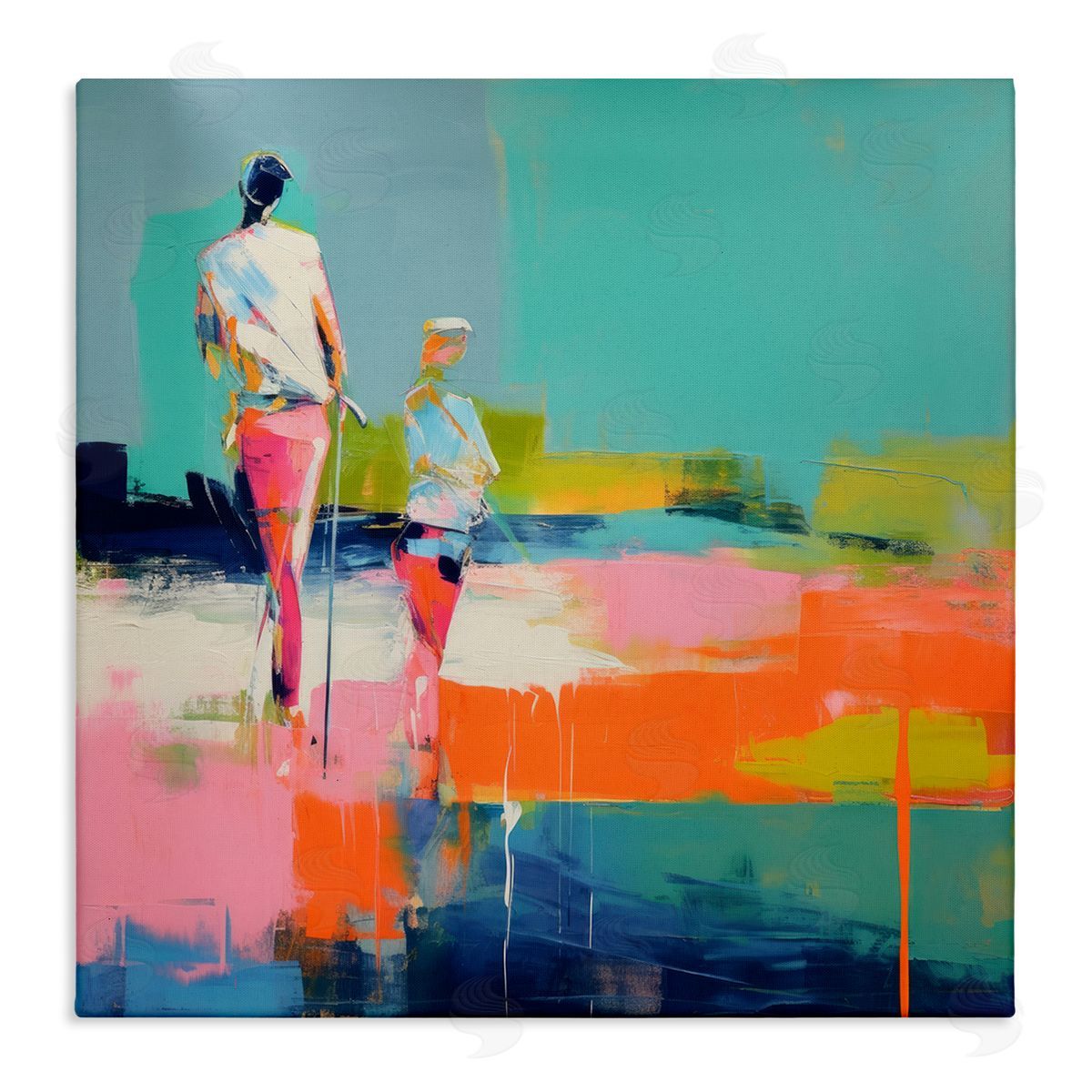 Irena Orlov People Golfing Abstraction Canvas Wall Art Print