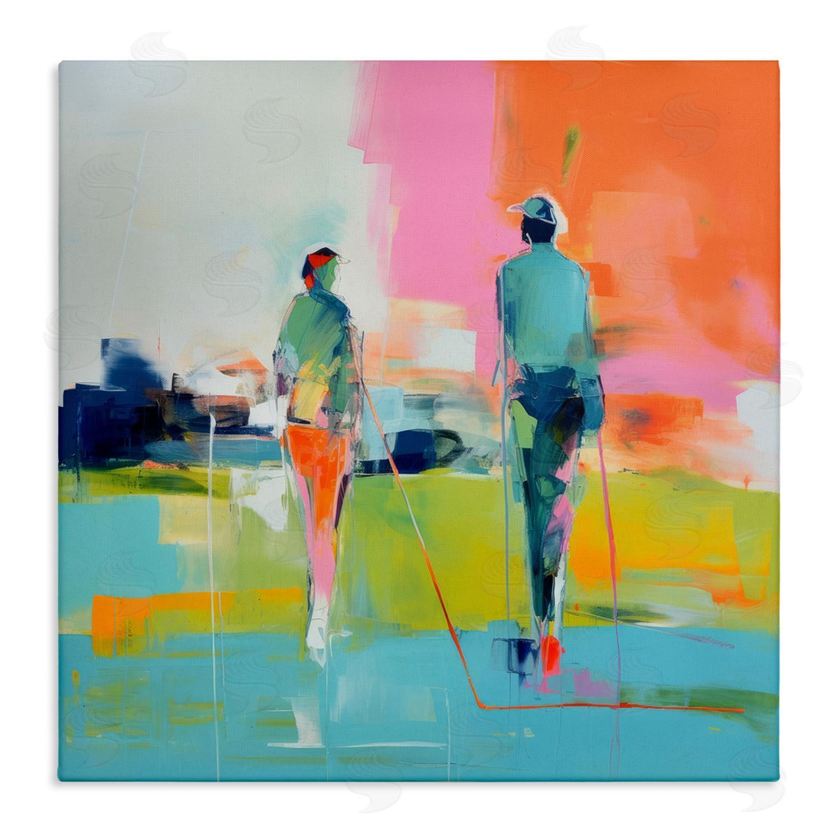 Irena Orlov Modern Golfers Scene Canvas Wall Art Print