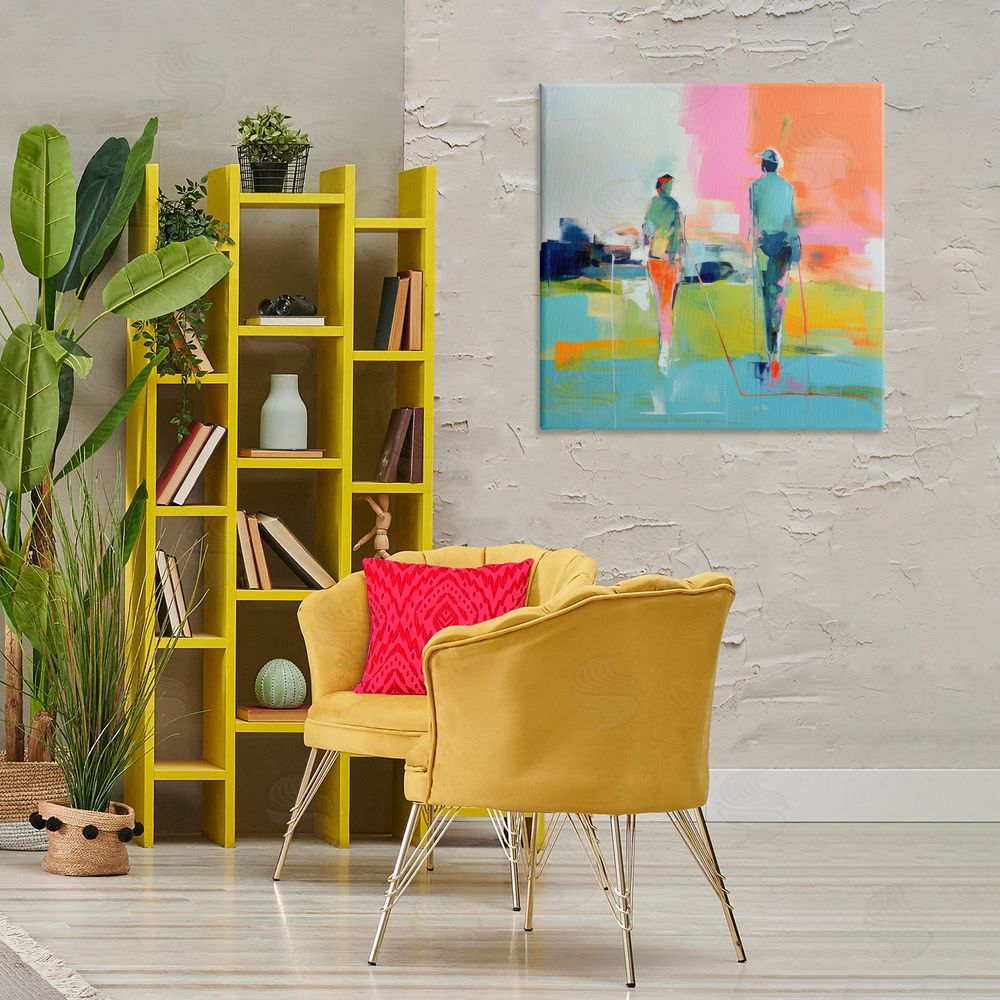 Irena Orlov Modern Golfers Scene Canvas Wall Art Print in Room