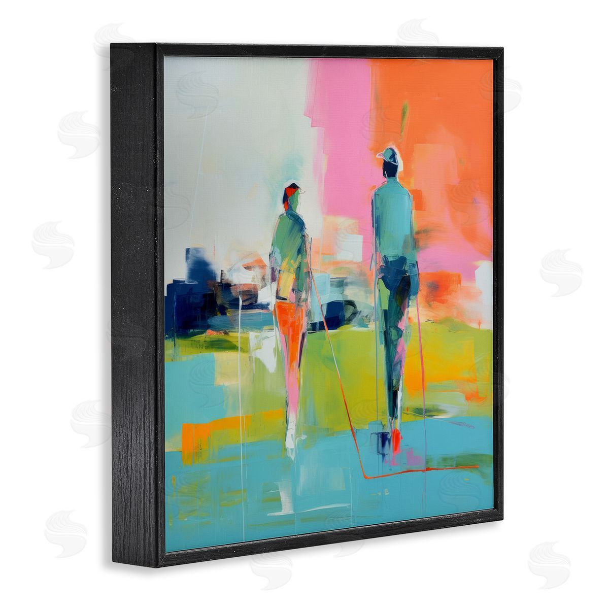 Irena Orlov Modern Golfers Scene Black Framed Giclee Wall Art Print