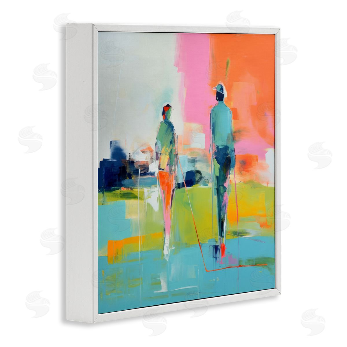 Irena Orlov Modern Golfers Scene White Framed Giclee Wall Art Print