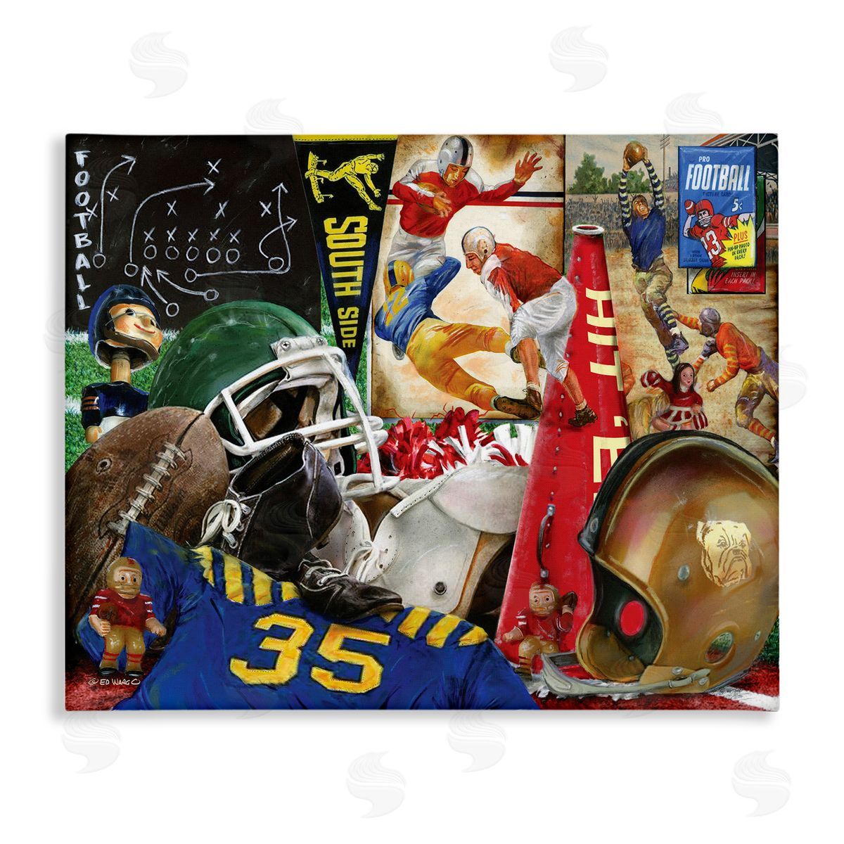 Football Sports Collage Canvas Wall Art, Home Decor by Ed Wargo