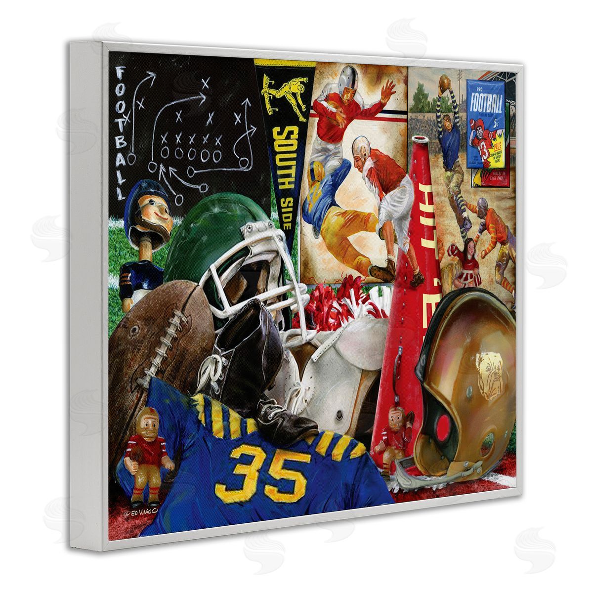 Football Sports Collage White Frame Print Wall Art, Home Decor by Ed Wargo